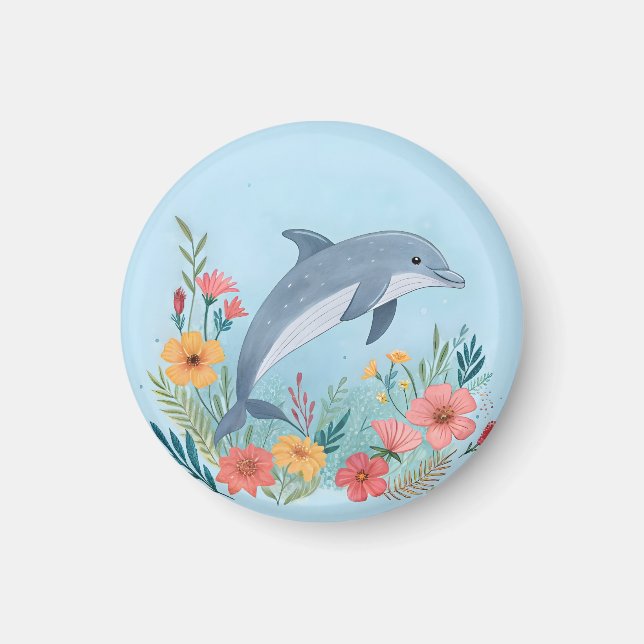 Íman Golfinho Floral (Frente)