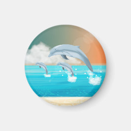 Íman golfinho saltando no oceano