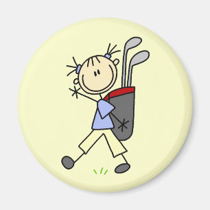 Íman Golfista Menina Com Bolsa e Tacadas
