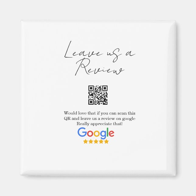 Íman Google review business logo Scan QR review (Frente)
