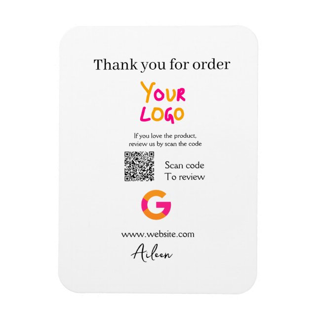 Íman Google review business logo website scan QR code (Vertical)