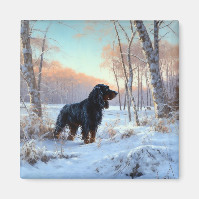 Íman Gordon Setter Deixe Nevar Natal (Frente)