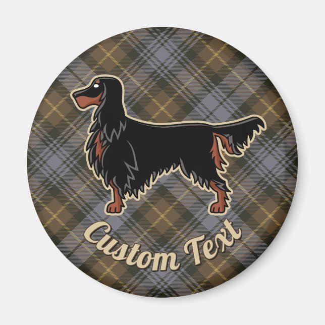 Íman Gordon Setter sobre o Weathered Gordon Tartan Magn (Frente)