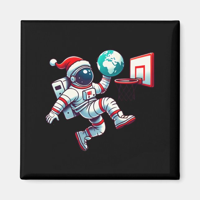 Íman Gorro de Papai Noel Engraçado Astronauta Dunking B (Frente)