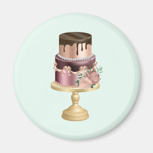 Íman Gotas de chocolate e bolo de luxo Dourado de Rosa