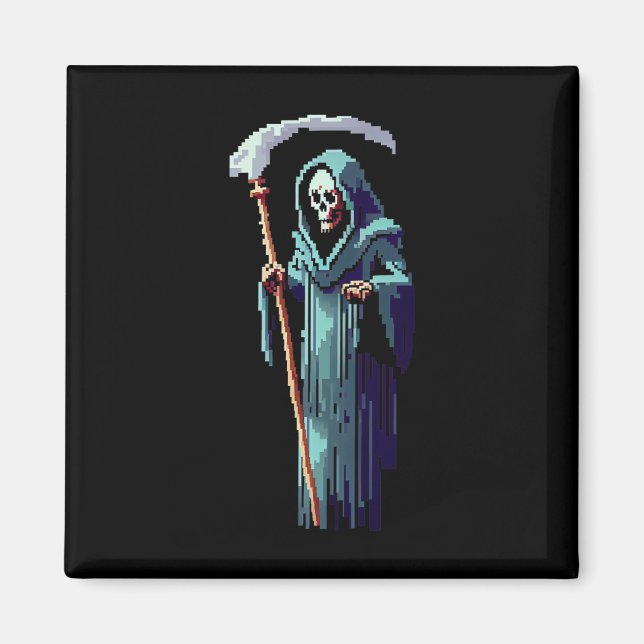 Íman Goth Gamer 8 Bit Pixel Art Video Game Grim Reaper  (Frente)