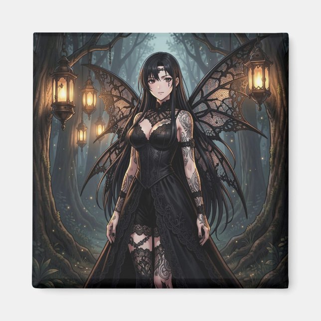 Íman Gothic Anime Fairy Girl in Enchanted Forest (Frente)