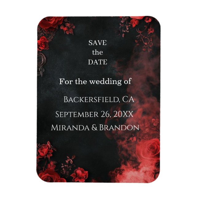 Íman Gothic Romance Floral Save the Date Magnet (Vertical)