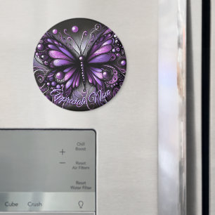 Íman Gótico Caprichoso Borboleta Roxa Personalizada