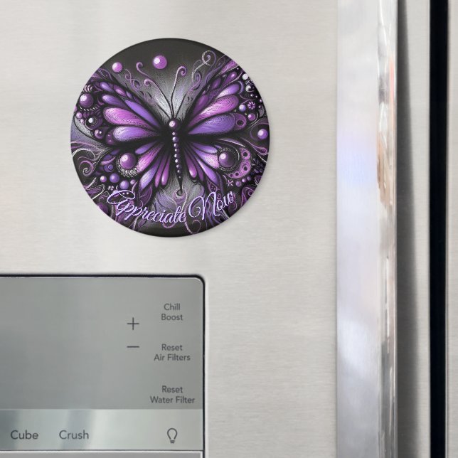 Íman Gótico Caprichoso Borboleta Roxa Personalizada (In Situ (Fridge))