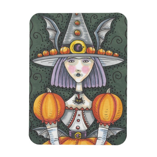 ÍMAN  GÓTICO DE PUMPKIN MALLOWEEN FOLK ART MAGNET (Vertical)