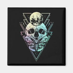 Íman Gótico Pastel Moon Skull Gótica Crescente Wicca Mo