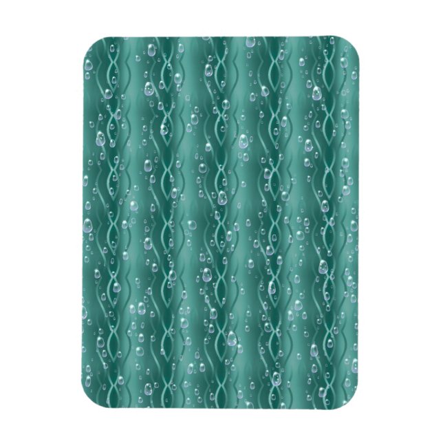 Íman Gotículas de chuva em metal verde (Vertical)