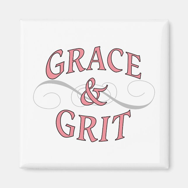 Íman Grace & Grit em rosa e Cinza (Frente)