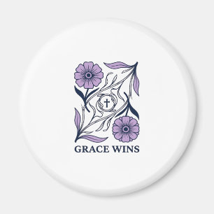 Íman Grace Wins Floral Camiseta Cristã Vintage com Grav