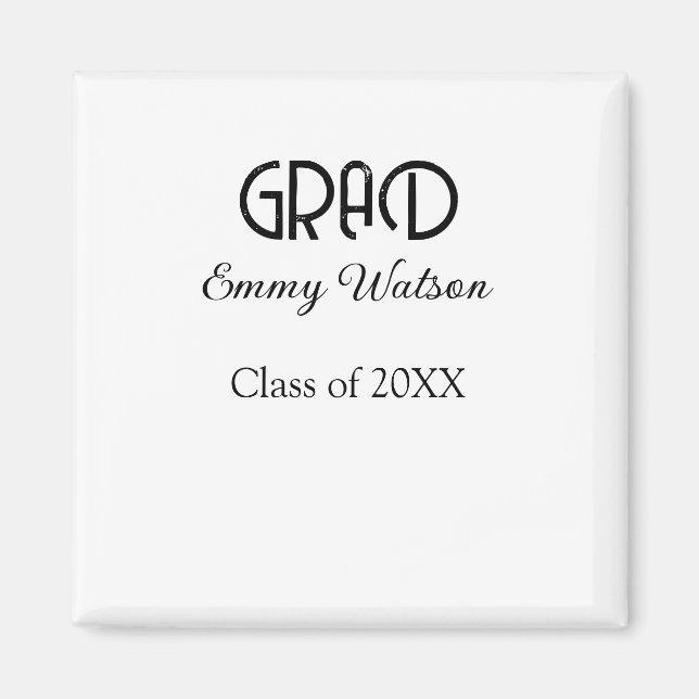 Íman Grad bold letter graduation name class of 20XX sim (Frente)