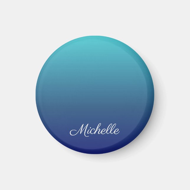Íman Gradiente azul-ombre personalizado (Frente)