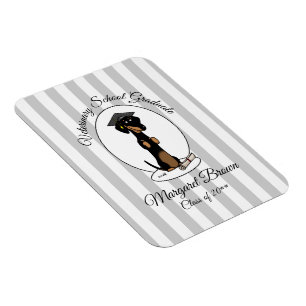 Íman Graduação Cão-Dachshund (preto e bronzeado)