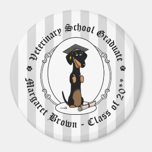 Íman Graduação Dachshund (preto e bronzeado) - Cão b