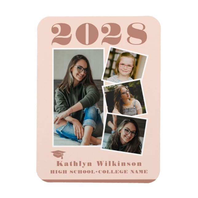 Íman Graduação de Colagem de Script Cor-de-Rosa Moderna (Vertical)