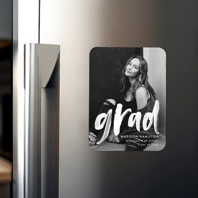 Íman Graduação de Foto de Formando de Script de Pincel (Criador carregado)