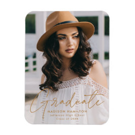 Íman Graduação de Foto de Script Dourado do Formando Mo