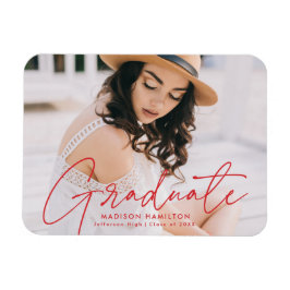 Íman Graduação de Foto do Script Vermelho do Formando M