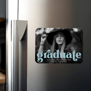 Íman Graduação de Fotos Azul Céu Tipografia Negrito