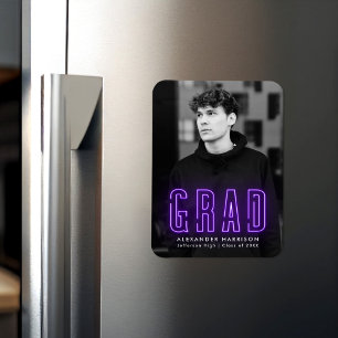 Íman Graduação de Fotos Verticais do Neon Roxo Modern