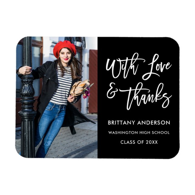 Íman Graduação de Obrigados de Amor com Script de Pince (Horizontal)