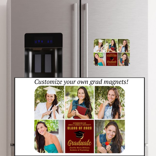 Íman Graduação em Chic com Colagem de Fotos do Formando (Criador carregado)