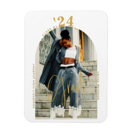 Íman Graduação Mínima da Foto do Script Dourado Moderno