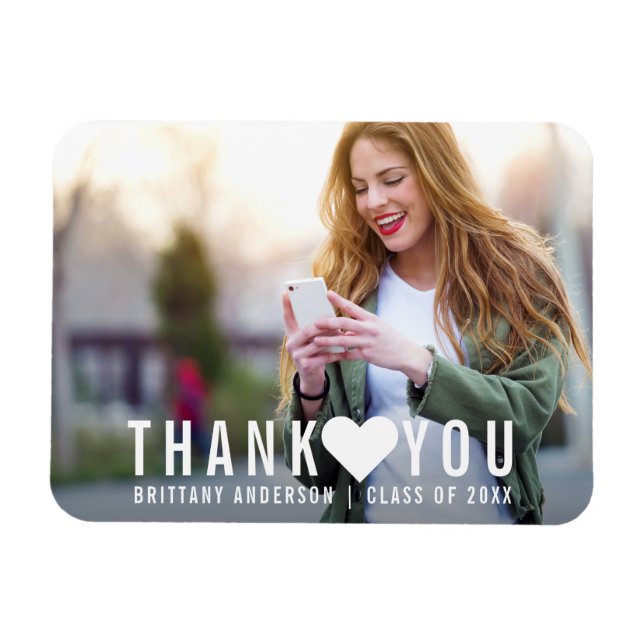 Íman Graduação Moderna Obrigado Coração (Horizontal)