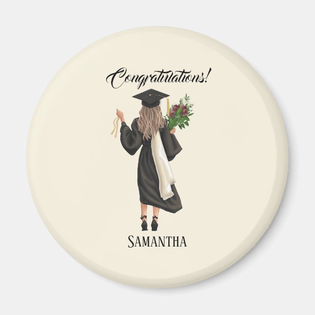 Íman Graduação personalizada de aquarela (9) (Frente)