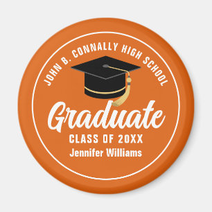 Íman Graduação Personalizada do Formando Branco Laranja