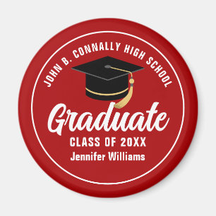 Íman Graduação Personalizada do Formando Branco Vermelh