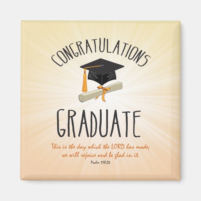 Íman Graduação religiosa Dourada Starburst com Boné Neg (Frente)