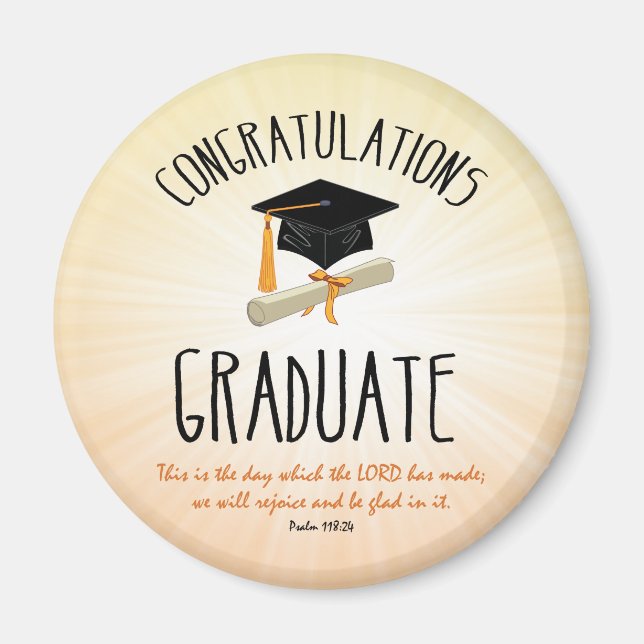 Íman Graduação religiosa Dourada Starburst com Boné Neg (Frente)