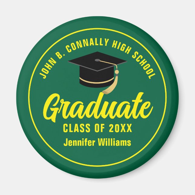 Íman Graduação Verde Amarelo Personalizada (Frente)