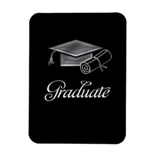 Íman Graduation Cap and Diploma Black & Silver 3D Look