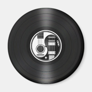 Íman Gráfico branco e preto do vinil das guitarra de
