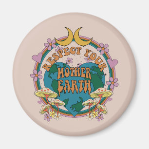 Íman Gráfico da Terra-Mãe Retro dos anos 70