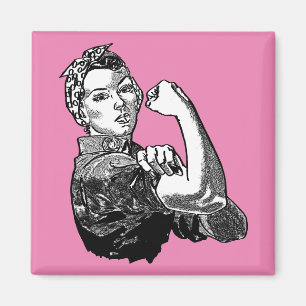 Íman Gráfico de Arte de Linha Feminista Rosie-The-Rive