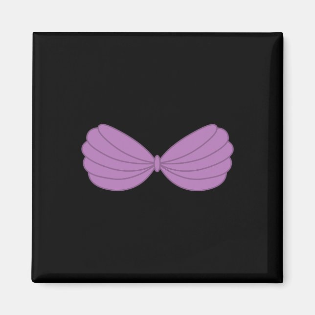 Íman Gráfico de Cartoons da Mermaid Purple Seashell Bra (Frente)