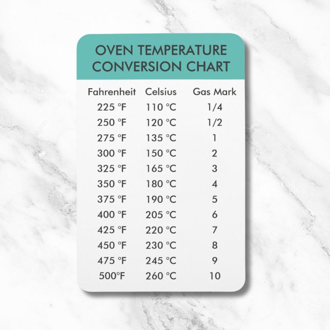 Íman gráfico de conversão da temperatura do forno (oven temperature conversion chart magnet)