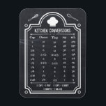 Íman Gráfico de Conversão de Cozinha de Quadro de na mo<br><div class="desc">Medição do volume do gráfico de conversão de cozinha - design do quadro negro de Na moda para você. Este design de Dicas de Cozinha prática tem conversões comuns que você precisaria! Os americanos geralmente medem os ingredientes por volume, enquanto que todos os outros os medem pelo peso. Aqui está...</div>