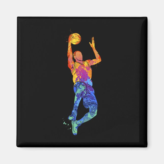 Íman Gráfico de Jogador de Basquete de Dunking (Frente)