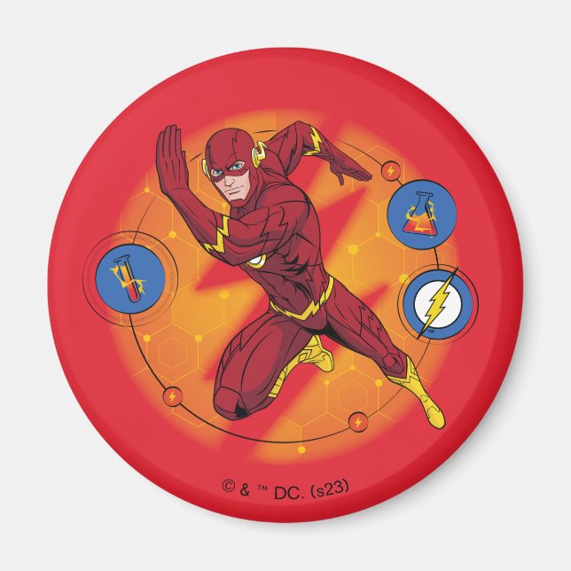 Íman Gráfico de Laboratório Flash de Cartoon em Execuçã (Frente)