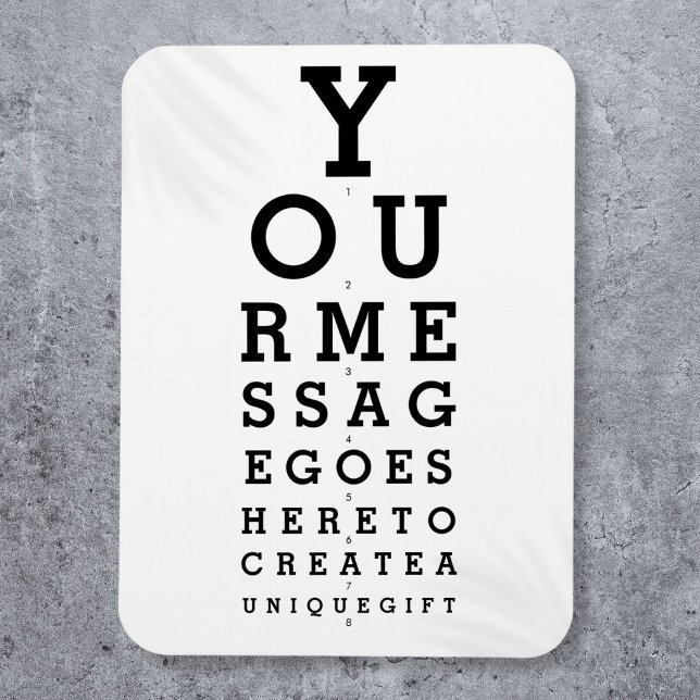 Íman Gráfico de Optometrista Crie Sua Própria Mensagem (Optician Chart Create Your Own Message Magnet)