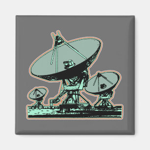 Íman Gráfico de Prato de Satélite Retro